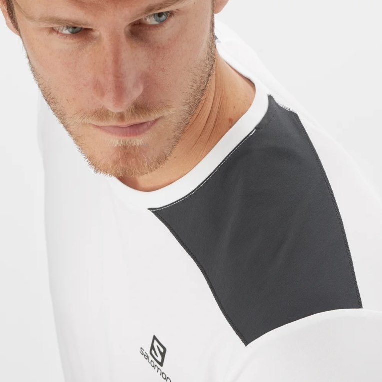 Salomon Outline Short Sleeve Men's T-Shirts White / Black | CA 35G8